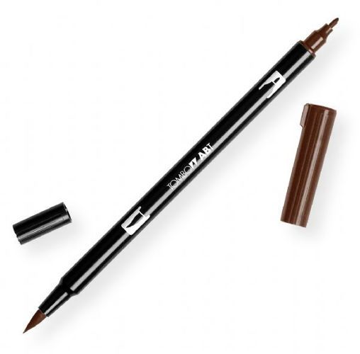 Tombow 56604 Dual Brush Redwood ABT Pen; Two tips, a versatile, flexible nylon brush tip and a fine tip for smooth lines, with a single ink reservoir insuring exact color match; Acid free and odorless; Tips self clean after blending; Preferred by professionals; Water based ink is blendable; UPC 085014566049 (56604 ABT-56604 PEN-56604 ABT56604 TOMBOW56604 TOMBOW-56604)