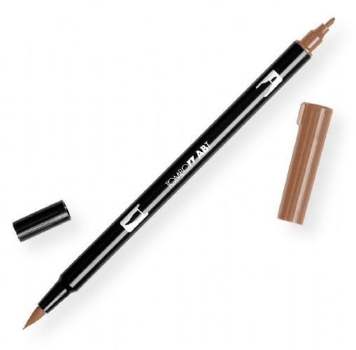 Tombow 56615 Dual Brush Saddle Brown ABT Pen; Two tips, a versatile, flexible nylon brush tip and a fine tip for smooth lines, with a single ink reservoir insuring exact color match; Acid free and odorless; Tips self clean after blending; Preferred by professionals; Water based ink is blendable; UPC 085014566155 (56615 ABT-56615 PEN-56615 ABT56615 TOMBOW56615 TOMBOW-56615)