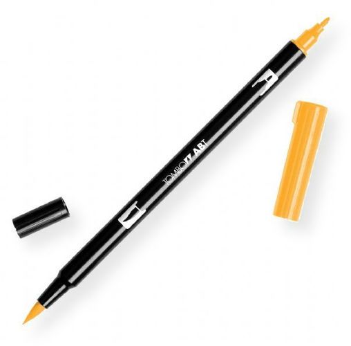 Tombow 56616 Dual Brush Chrome Yellow ABT Pen; Two tips, a versatile, flexible nylon brush tip and a fine tip for smooth lines, with a single ink reservoir insuring exact color match; Acid free and odorless; Tips self clean after blending; Preferred by professionals; Water based ink is blendable; UPC 085014566162 (56616 ABT-56616 PEN-56616 ABT56616 TOMBOW56616 TOMBOW-56616)