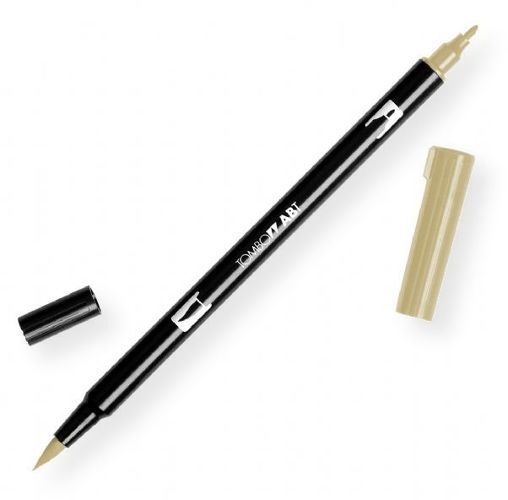 Tombow 56619 Dual Brush Sand ABT Pen; Two tips, a versatile, flexible nylon brush tip and a fine tip for smooth lines, with a single ink reservoir insuring exact color match; Acid free and odorless; Tips self clean after blending; Preferred by professionals; Water based ink is blendable; UPC 085014566193 (56619 ABT-56619 PEN-56619 ABT56619 TOMBOW56619 TOMBOW-56619)