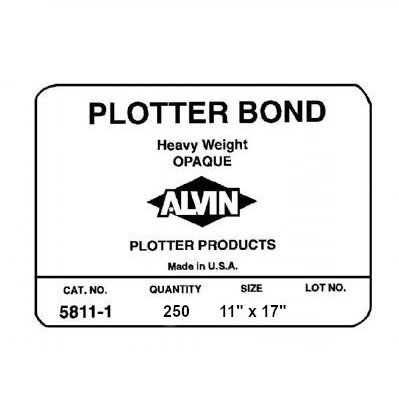 Alvin 5811-HR-5 Heavyweight Opaque Plotter Bond 250-Sheet Pack 11 x 17 inches, Quantity 250, Color White/Ivory; For checkplots; 92% bright, snow white finish provides excellent contrast; Great for pen/inkjet use; Extremely durable, yet economical; Use when Diazo production is not intended; UPC 088354162476 (5811HR5 5811/HR/5 5811-HR5 ALVIN5811HR5 ALVIN-5811HR5)