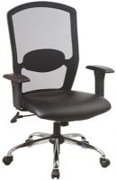 Office Star 583814 Screen Back Office Chair with Leather Seat and Polished Aluminum Base, Thickly padded leather upholstered seat, Built-in lumbar support, Height adjustable padded arms, Locking tilt control, Adjustable tilt tension, 22" W x 19.5" D x 3" T Seat Size, 21" W x 24" H x 1" T Back Size, 21" Arms Max Inside (58-3814 583 814) 
