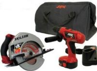 Skil 5884-04 Remanufactured Ni-Cad Cordless 2-Tool Combo Kit, 18 volt, 3,600 RPM Circular Saw, 2 speed ranges, 0-1250 RPM High speed, 0-350 RPM High torque Drill, 6 torque settings, Variable speed trigger / reversing, Patented anti-snag lower guard design (5884-04 5884 04 588404) 