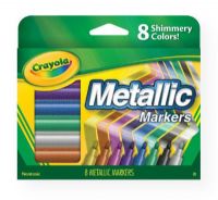 Crayola 58-8628 Metallic Markers; Shimmering metallic markers with bullet tips; Non-toxic; 8-color set; Shipping Weight 0.32 lb; Shipping Dimensions 3.00 x 3.00 x 5.00 in; UPC 716622862864 (CRAYOLA588628 CRAYOLA-588628 CRAYOLA-58-8628 CRAYOLA/58/8628 588628 ARTWORK CRAFT) 