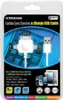 Xtreme 59053 Combo Sync/Synchro & Charge USB Cable; For use with iPhone, iPod, iPad Mini, iPad, Galaxy, Blackberry, HTC and much more; Use 1 cable for all your devices; Apple 8 Pin, Apple 30 Pin and Micro USB Charging Tips; 5ft (1.5m) cord length; UPC 805106590536 (59-053 590-53) 