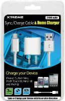 Xtreme 59055 Sync/Charge Cable & Home Charger For use with iPhone 5, iPad Mini, iPod Touch, Nano and iPad; Sync or Charge your Device with Reversible Direction; UPC 805106590550 (59-055 590-55)  