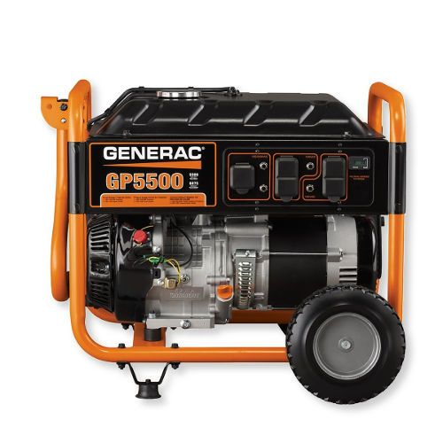Generac 5939 GP5500 GP Series 5500 Watt Portable Generator, Yellow and Black;  The Generac OHV engine incorporates splash lubrication and provides long life; Large-capacity steel fuel tank with incorporated fuel gauge provides durability and extended run times; UPC 696471059397 (GENERAC 5939GP5500 GENERAC 5939 GP5500 GENERAC 5939-GP5500 GENERAC 5939 GP-5500 GENERAC 5939/GP5500 GENERAC 5939 GP 5500)