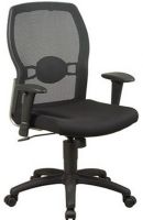 Office Star 599302 Screen Back Mesh Seat Chair with Adjustable Arms and Nylon Base, Thickly padded mesh fabric seat, Built in 2-way adjustable lumbar support, One touch pneumatic seat height adjustment, Height adjustable, padded arms, Locking tilt control, 19.25W x 19.5D x 3T Seat Size, 20.25W x 22.25H x 1.25T Back Size, 18.75" Arms Max Inside (599-302 599 302)  