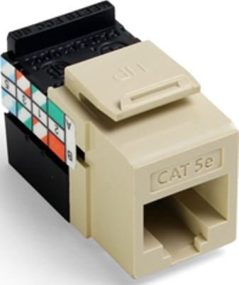 Leviton 5G108-RI5 GigaMax Cat 5e QuickPort Connector, Ivory, 8P8C Position/Conductor, Channel-Rated Connector, 110 Punchdown Termination, Phosphor Bronze Contact Base Material, High-Impact Fire-Retardant Plastic Body Material, UPC 078477170304 (5G108RI5 5G108 RI5)