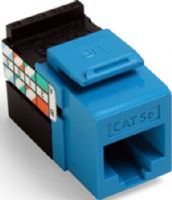 Leviton 5G108-RL5 GigaMax Cat 5e QuickPort Connector, Blue, Dual wiring code label allows connector to be wired to either T568A or T568B, Individual port configurability allows specification flexibility, Robust one-piece lead-frame design, Narrow connector allows high port density in a small area, Performance supports high megabit and shared-sheath applications, UPC 078477170519 (5G108RL5 5G108 RL5) 