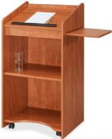 Oklahoma Sound 600-CH Aristocrat Contour Non-Sound Floor Lectern, Wild Cherry, Perfect lectern for the most demanding, upscale look, Contoured style with radius curves, Woodgrain thermofused melamine laminate on 3/4" flakeboard, Two built in shelves and side mounted slide-out shelf for A/V presentation equipment, Accented by attractive T-Mold edging (600CH 600 CH) 