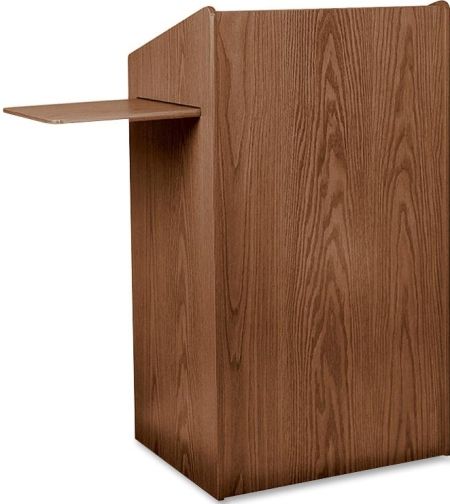 Oklahoma Sound 600-MO Aristocrat Contour Non-Sound Floor Lectern, Medium Oak, Perfect lectern for the most demanding, upscale look, Contoured style with radius curves, Woodgrain thermofused melamine laminate on 3/4