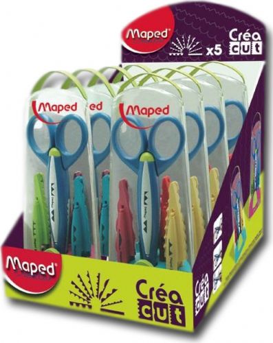 Maped 601005D Craft Scissor Set Display, Sleek and fun patterns are great for craft projects, For children and adults, Dimensions 7