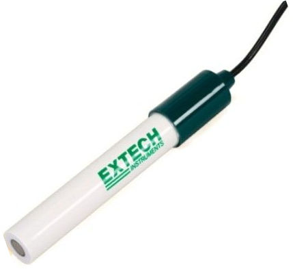 Extech 601100 Flat Surface Electrode (15 X 106 mm), Ag/AgCl gel filled (fast response: 95% in 5sec), PVC bodied electrode ideal for pH of solid products with minimal moisture like cheese soils or electrophoretic/agar gels. pH range (0 to 14pH) operating temperature (5 to 80C), UPC 793950601105 (601-100 601 100)