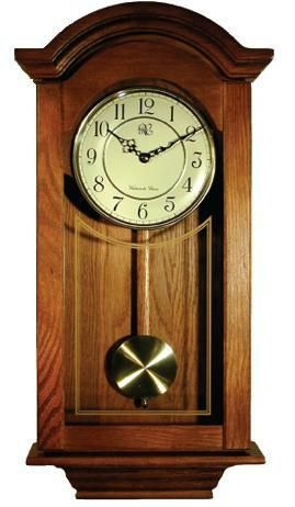 River City Clocks 6023O Classic Regulator Wall Clock, Oak finished cabinet, Cream colored dial with 1 inch Arabic numerals, Full length hinged front door allows easy access to movement; Volume control with night silence and night volume reduction; 4/4 Westminister or Ave Maria chime with hourly strike; Operates on two C cell, UPC 757456998008 (6023-O 6023 O 6023 River City Cuckoo Clocks)