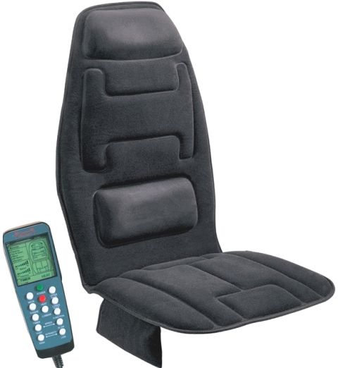 Comfort Products 60-2910 Ten Motor Massaging Seat Cushion in Black simulated suedefabric, Ten invigorating massage motors for the upper back, lower back and thighs, Soothing heat treatment, Memory foam in neck rest and lumbar support pads, Easy to operate hand held electronic controller, Side pouch for storage, AC and DC adaptors for home, office and auto (60-2910 60 2910 602910)