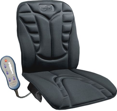 Comfort Products 60-2926 Six Motor Massaging Seat Cushion in Black, Seat cushion, Black finish, Polyester fabric, Six invigorating massage motors for the upper back, lower back and thighs, Soothing heat treatment, Easy to operate hand held controller, Side pouch for storage, AC and DC adaptors for home, office and auto, Variable speeds and independent massage zones (60-2926 60 2926 602926)