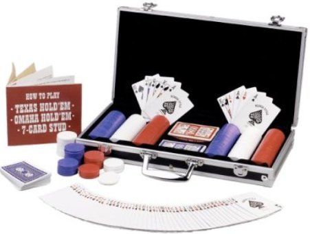 Halex 60615 Texas Holdem Poker Chip Set, 300 professional size chips, Red, white and blue chips, Two decks of playing cards (60-615      60   615)