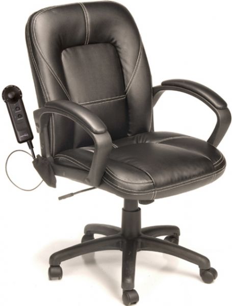 Comfort Products 60-6212 Seating Black Mid Back Massage Chair, Padded molded arm rests, 3 vibration massage motors relax the mid and lower back, Independent massage zones and intensity adjustment, Pneumatic seat height adjustment, Tilt tension and tilt lock, 37.5