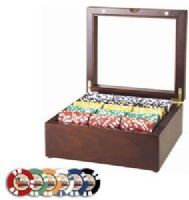 Halex 60708 Deluxe Poker Chip Set, Wood case, Mahogany finish, 500 Professional Size Vintage Casino Chips (60-708)