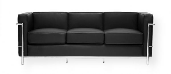 Wholesale Interiors 610-SOFA-BK Sofa Le Corbusier Style, Elegant piped edging, Sleek leather and leather match upholstery, Sturdy stainless steel frame, Unique block design with elegant piped edging, Comfortable high density foam fill, 16