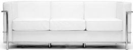 Wholesale Interiors 610-SOFA-WH Sofa Le Corbusier Style, Elegant piped edging, Sleek leather and leather match upholstery, Sturdy stainless steel frame, Unique block design with elegant piped edging, Comfortable high density foam fill, 16" Seat Height, 27.5" BackToFront, UPC 878445003074, White Finish (610SOFAWH 610-SOFA-WH 610 SOFA WH 610SOFA 610-SOFA 610 SOFA) 