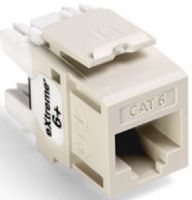 Leviton 61110-RT6 eXtreme Cat 6+ QuickPort Connector, White, Terminates 26-22 AWG solid conductors, Capable of multiple reterminations, Gas-tight IDC connectors prevent corrosion, Dual-layer T568B/T568A wiring label simplifies punchdown, Patented Retention Force Technology protects tines from damage from 4- or 6-pin plugs, UPC 078477600849 (61110RT6 61110 RT6) 