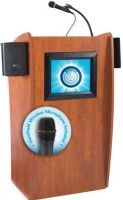 Oklahoma Sound 612-S/LWM-5 Vision Lectern, 15" Screen, JPEG / MPEG / MP3 Supported Formats, 30 W Amplifier Power, Internally mounted, 2 A Fuse, Handheld wireless mic, Switchable to two frequencies, Internally mounted; with LED indicator, 2 x Speakers, 1 x 4" Woofer, 1 x 2.5" Dome Tweeter, 8 ohms, 4 x Volume , 1 x Bass/treble , 1 x On/off, Two Shelf, Two Shelf, 2 x Microphone jack, 1 x 1/8" aux jack, UPC 604747502010 (612 S LWM 5 612-S-LWM-5 612SLWM5 612-S/LWM-5) 