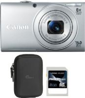 Canon 6148B001-3-KIT PowerShot A4000 IS Digital Camera, Silver with Volta 20 Compact Camera Molded Case and 8GB SDHC Memory Card, 3.0-inch TFT Color LCD with wide-viewing angle, 16.0 Megapixel Image Sensor with DIGIC 4 Image Processor, 8x Optical Zoom with 28mm Wide-Angle lens and Optical Image Stabilizer, UPC 091037251527 (6148B0013KIT 6148B0013-KIT 6148B001-3KIT 6148B001 3-KIT) 