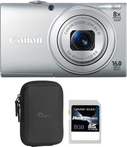 Canon 6148B001-3-KIT PowerShot A4000 IS Digital Camera, Silver with Volta 20 Compact Camera Molded Case and 8GB SDHC Memory Card, 3.0-inch TFT Color LCD with wide-viewing angle, 16.0 Megapixel Image Sensor with DIGIC 4 Image Processor, 8x Optical Zoom with 28mm Wide-Angle lens and Optical Image Stabilizer, UPC 091037251527 (6148B0013KIT 6148B0013-KIT 6148B001-3KIT 6148B001 3-KIT)