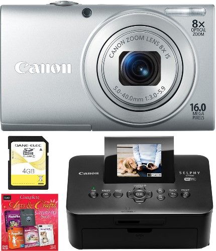Canon 6148B001-4-KIT PowerShot A4000 IS Digital Camera, Silver with SELPHY CP900 Wireless Compact Photo Printer, 4GB High Speed SD Card and Complete Arts & Crafts Creativity Suite, 3.0-inch TFT Color LCD with wide-viewing angle, 16.0 Megapixel Image Sensor with DIGIC 4 Image Processor, 4x Digital zoom, UPC 091037252760 (6148B0014KIT 6148B0014-KIT 6148B001-4KIT 6148B001 4-KIT)