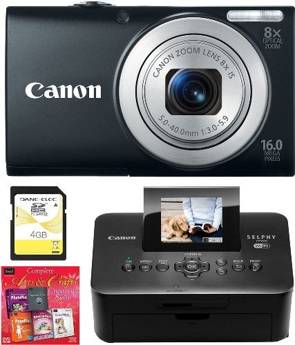 Canon 6149B001-4-KIT PowerShot A4000 IS Digital Camera, Black with SELPHY CP900 Wireless Compact Photo Printer, 4GB High Speed SD Card and Complete Arts & Crafts Creativity Suite, 3.0-inch TFT Color LCD with wide-viewing angle, 16.0 Megapixel Image Sensor with DIGIC 4 Image Processor, 4x Digital zoom, UPC 091037252777 (6149B0014KIT 6149B0014-KIT 6149B001-4KIT 6149B001 4-KIT)
