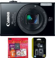 Canon 6160B001-3-KIT PowerShot ELPH 530 HS Digital Camera, Black with DVD Graphic Sleeve Software and 3-in-1 Mobile Kit (Class 10 8GB microSD + USB & SD Adapters), 3.2-inch TFT Touch Panel Color LCD with wide viewing angle, Built-in WiFi, 28mm Wide-Angle lens, 12x Optical Zoom and Optical Image Stabilizer, UPC 091037251756 (6160B0013KIT 6160B0013-KIT 6160B001-3KIT 6160B001 3-KIT) 