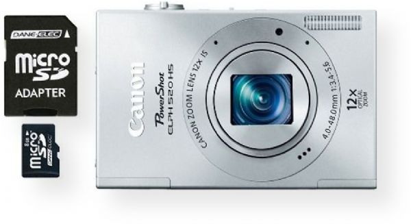 Canon 6166B001-2-KIT PowerShot ELPH 520 HS Digital Camera Silver with 8GB Micro SD Card, 3.0-inch TFT Color LCD Monitor, 12x Optical Zoom, Optical Image Stabilizer and 28mm Wide-Angle lens, 4.0 (W) - 48.0mm (T) Focal Length, 4x Digital Zoom, Maximum Aperture f/3.4 (W) - f/5.6 (T), Shutter Speed 1-1/4000 sec., UPC 837654979457 (6166B0012KIT 6166B0012-KIT 6166B001-2KIT 6166B001 2-KIT)
