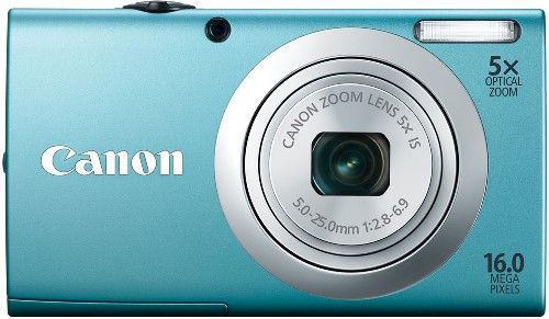 Canon 6190B001 PowerShot A2400 IS Digital Camera, Blue, 2.7-inch TFT Color LCD with wide-viewing angle, 16.0 Megapixel Image Sensor with DIGIC 4 Image Processor, 5x Optical Zoom with 28mm Wide-Angle lens delivers stunning images, 4x Digital zoom, Shoot brilliant 720p HD video with a dedicated movie button, UPC 013803146653 (6190-B001 6190 B001 6190B-001 6190B 001)
