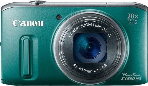Canon 6196B001 PowerShot SX260 HS Digital Camera, Green, 3.0-inch TFT Color LCD Monitor, 12.1 Megapixel High-Sensitivity CMOS sensor, 20x Optical Zoom and 25mm Wide-Angle lens with Optical Image Stabilization, Focal Length 4.5 (W) - 90.0 (T) mm (35mm film equivalent: 25-500mm), Digital Zoom 4x, Maximum Aperture f/3.4 (W) - f/5.6 (T), UPC 013803146479 (6196-B001 6196 B001 6196B-001 6196B 001 BL304 SX260HS SX260-HS SX-260 SX 260)