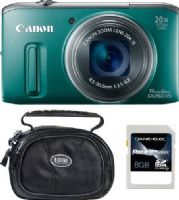 Canon 6196B001-3-KIT PowerShot SX260 HS Digital Camera with BL-304 Carrying Case and 8GB SD Memory Card, Green, 3.0-inch TFT Color LCD Monitor, 12.1 Megapixel High-Sensitivity CMOS sensor, 20x Optical Zoom and 25mm Wide-Angle lens with Optical Image Stabilization, Focal Length 4.5 (W) - 90.0 (T) mm (35mm film equivalent: 25-500mm), UPC 091037253262 (6196B0013KIT 6196B0013-KIT 6196B001-3KIT 6196B001 BL304 SX260HS SX260-HS SX-260 SX 260) 