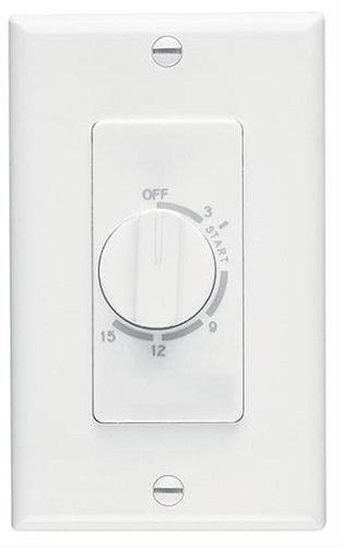 Broan 61W 15 Minute Time Control, White, 20/10 amps, 120/240V Wall Control; Operates for any set period up to 15 minutes (no 