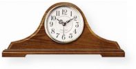 Infinity Instruments 620-OAK Oak Tambour Table Top Clock, Traditional Oak Mantel, Black Ornate Metal Hands, Glass Lens, Westminster Chime Every Hour, White Colored Dial, Dimensions H 7.5" X W 16" X D 3.5", Requires 1 AA Battery (Not Included), UPC 731742620026 (620OAK 620 OAK 620/OAK) 