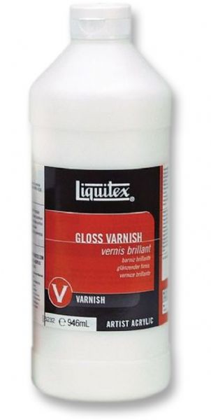 Liquitex 6232 Gloss Varnish, 32 oz; Low viscosity, fluid; Translucent when wet, clear when dry; 100 percent acrylic polymer varnish; Water soluble when wet; Good chemical and water resistance; Dry to a non-tacky, hard, flexible surface that is resistant to dirt retention; Resists discoloring due to humidity, heat and ultraviolet light; UPC 094376931396 (LIQUITEX6232 LIQUITEX 6232)