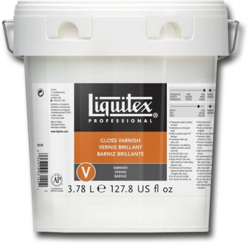 Liquitex 6236 Gloss Varnish 1 Gallon; Low viscosity, fluid; Translucent when wet, clear when dry; 100 percent acrylic polymer varnish; Water soluble when wet; Good chemical and water resistance; Dry to a non-tacky, hard, flexible surface that is resistant to dirt retention; Resists discoloring due to humidity, heat and ultraviolet light; UPC 094376931402 (LIQUITEX6236 LIQUITEX 6236 LIQUITEX-6236)