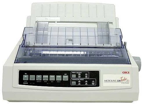 Okidata 62412901 Printer, Microline 320 Turbo DEC ANSI, 9 Pin, Parallel and USB Connectivity, Narrow Carriage Type, 435 cps Speed, Top Paper Loading, Bottom or Rear, Parallel and USB Connectivity, DEC ANSI Environments, 57 dBA Noise Level In Operating Mode, 55 dBA Noise Level In Quiet Mode, 3 million characters Ribbon Life, UPC 051851440125 (6241290 624129 ML320 ML-320)