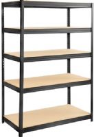 Safco 6244BL Boltless Steel and Particleboard Shelving 48x24, Black Powder Coat Finish, 1" Increments Shelf Adjustablity, 5 Shelves, 750lbs per shelf (evenly distributed) Capacity, Wood (support boards)/Steel Materials, Dimensions 48"w x 24"d x 72"h (6244-BL 6244 BL 6244B) 