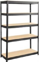 Safco 6246BL Boltless Steel and Particleboard Shelving 48x18, Black Powder Coat Finish, 1" Increments Shelf Adjustablity, 5 Shelves, 850lbs per shelf (evenly distributed) Capacity, Wood (support boards)/Steel Materials, Dimensions 48"w x 18"d x 72"h (6246-BL 6246 BL 6246B) 