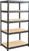 Safco 6247BL Boltless Steel and Particleboard Shelving 36x24, Black Powder Coat Finish, 1" Increments Shelf Adjustablity, 5 Shelves, 850lbs per shelf (evenly distributed) Capacity, Wood (support boards)/Steel Materials, Dimensions 36"w x 24"d x 72"h (6247-BL 6247 BL 6247B) 
