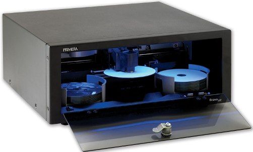 Primera 62582 Bravo XR-Blu CD/DVD Publisher, Up to 50-disc capacity, Color inkjet printing at up to 4800 dpi, One high-speed recordable Blu-ray/DVD/CD drive, Includes burning and printing software for Windows XP/2000/Vista and Mac OS X, 10.4 or higher, Maximum Print Width 4.724