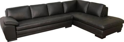 Wholesale Interiors 625-M9812 Sofa and Chaise Set Black, Left-sided chaise, Top grain leather on the seating, Leatherette on the back and side, Legs made of solid rubber wood, Black color, Clean lines, Sturdy construction, Comfortable high density foam fill, 16
