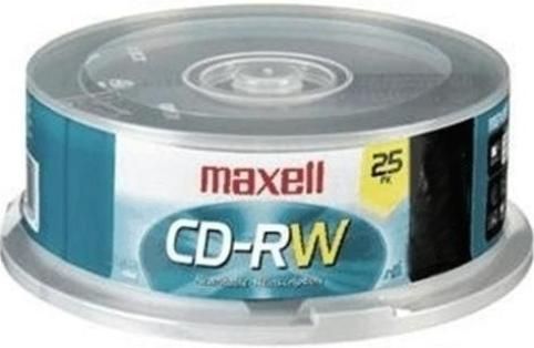 Maxell 630026 Storage media CD-RW, 700 MB Native Capacity, 80min Recording Time, 25 Media Included Qty, 4x Max. Write Speed, UPC 025215622946 (63-0026 63 0026)