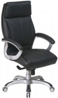 Office Star 6310-6063 Quick Assembly Technology Executive Chair in Black Leather, Thickly padded and contoured cushions, Built-in lumbar support, Top-grain, glove-soft black leather, Leather padded loop arms, One touch pneumatic seat height adjustment, Mid-pivot knee tilt control, 21" W x 20" D x 3.5" T Seat Size, 21" W x 28" H x 3.5" T Back Size (6310 6063 63106063) 