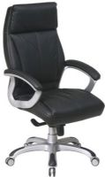 Office Star 6310-7063 Quick Assembly Technology Executive Chair in Black Leather, Thick padded contour seat and back, Built-in lumbar support, Quick assembly technology chair design, One touch pneumatic seat height adjustment, Mid pivot knee tilt control with adjustable tilt tension, 21" W x 20" D x 3.5" T Seat Size, 21" W x 24.5" H x 3.5" T Back Size, 20" Arms Max Inside (6310 7063 63107063) 